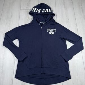 Victoria's Secret PINK NFL Dallas Cowboys Hoodie Small Sequin Bling Blue Silver